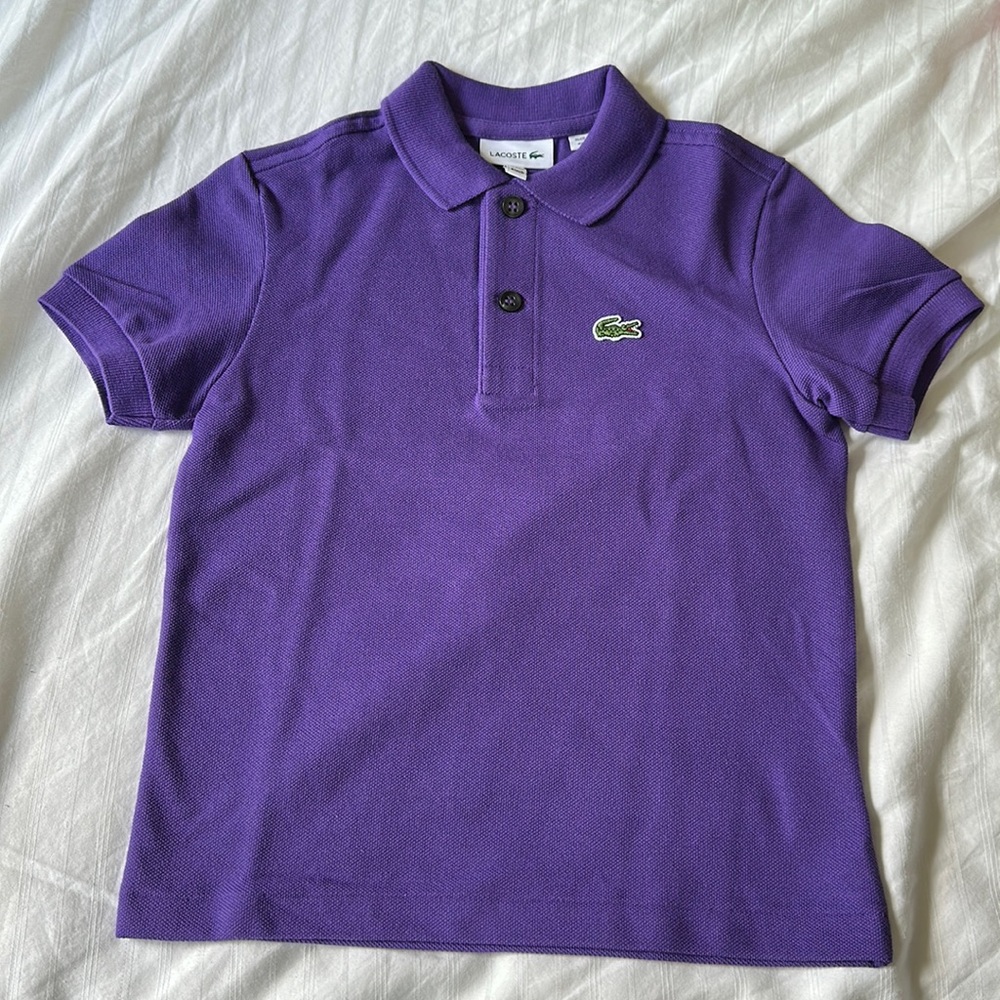 💜 NWOT purple kid’s Lacoste polo shirt